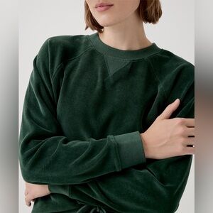 Pact Green Organic Cotton Velour Sweatshirt Crewneck Women’s Small